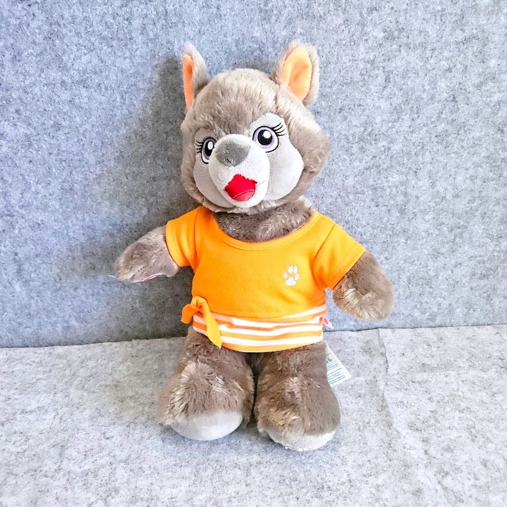 Build-A-Bear Great Wolf Lodge Violet the Wolf Plush Stuffed Animal Orange Shirt‎